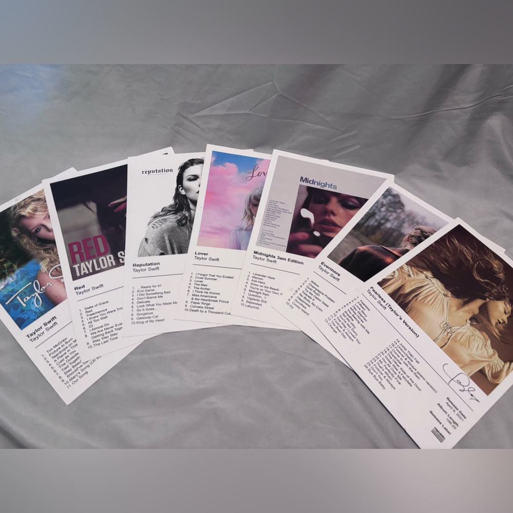 Taylor Swift Eras Cover Art Poster Prints Lot 7 Red Evermore Lover Fearless +